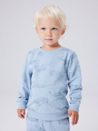 Name It Sweatshirt "NMMVARON für Jungen mit Alloverprint und Rippbündchen", bedruckt, casual, regular fit, Baumwolle, Rundhals