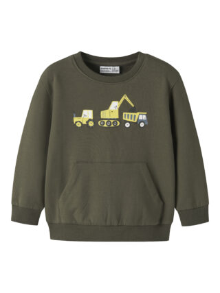 Name It Sweatshirt "NMMVUGO LS NREG SWEAT BRU", Baumwolle mit Stretch, Kängurutasche, regular fit