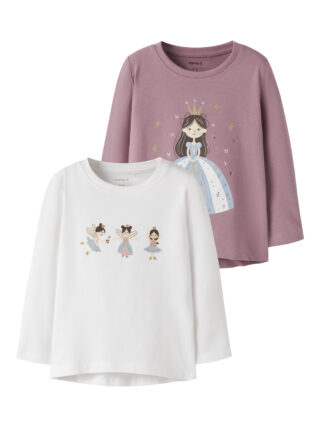 Name It T-Shirt "NMFVIX 2P LS TOP" Packung, 2er-Pack, 2 Baumwollmischung, Druck