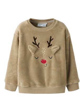 Name It Weihnachtssweatshirt "NMNREINDEERS RLX TEDDY", Weihnachten, Kunstfaser, Fleece, locker geschnitten