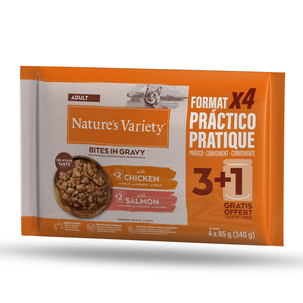 Nature's Variety Bites in Soße Adult 44 x 85 g - mit Truthahn und Thunfisch