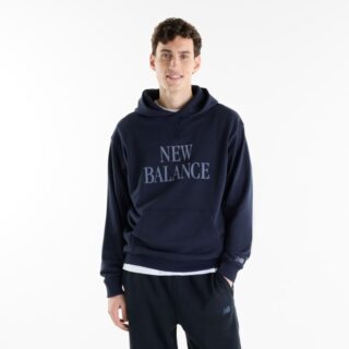 New Balance Athletics French Terry Flocket Logo Hoodie Gr. L Blau Herren