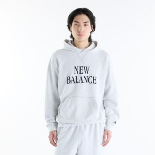 New Balance Athletics French Terry Flocket Logo Hoodie Gr. L Grau Herren