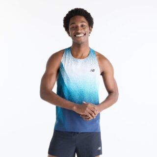 New Balance Race Day Ultra Light Printet Singlet Gr. XL Blau Herren