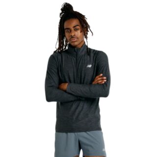 New Balance Space Dye 1/4 Zip LS Tee Gr. L Schwarz Herren