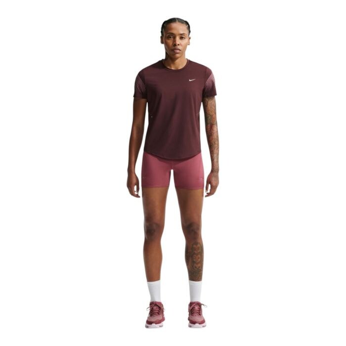 Nike Dri-FIT Swift Flash SS Tee Gr. L Rot Damen