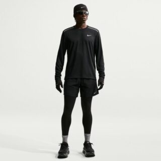 Nike Miler Dri-FIT UV LS Running Top Gr. L Schwarz Herren