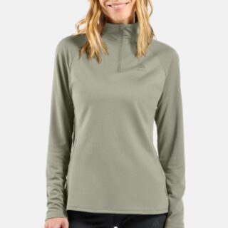 Odlo Essentials Ceramiwarm Mid Layer Half Zip Damen XL - Grün, ideal für kalte Läufe und optimale Wärmeisolierung