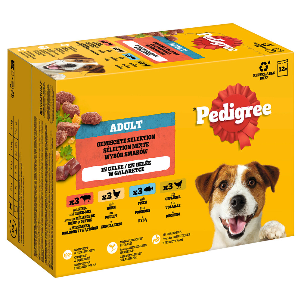 Pedigree Adult Frischebeutel Multipack - Sparpaket: Gemischte Selektion in Soße (4 Varietäten) 96 x 100 g