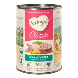 Probiermix Feringa Classic Meat 6 x 400 g - Mixpaket 1 (Kaninchen & Truthahn, Geflügel, Lachs & Truthahn)