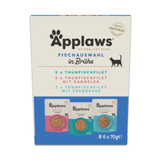 Probierpaket Applaws Pouch in Brühe 24 x 70 g - Mixpaket Thunfisch & Hühnchen (3 Sorten)