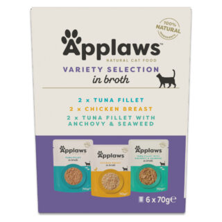 Probierpaket Applaws Pouch mit Brühe Mix 12 x 70 g - Mixpaket Thunfisch & Hühnchen (3 Sorten)