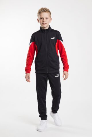PUMA Trainingsanzug "ESS BLOCK POLY SUIT B" 2 zweiteiliges Set, mit Reißverschluss am Oberteil, Regular Fit