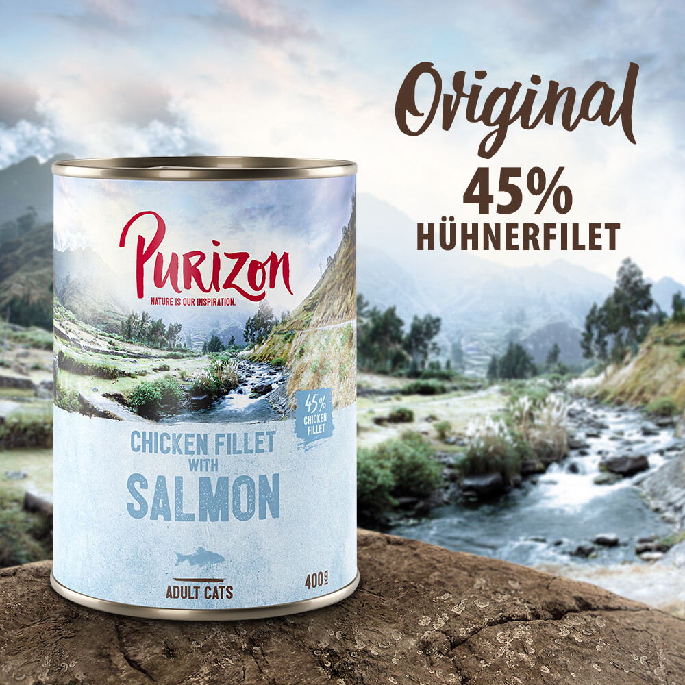 Purizon Adult 6 x 400 g - getreidefrei - Mixpaket (2 x Wildschwein, 2 x Lachs, 2 x Lamm)
