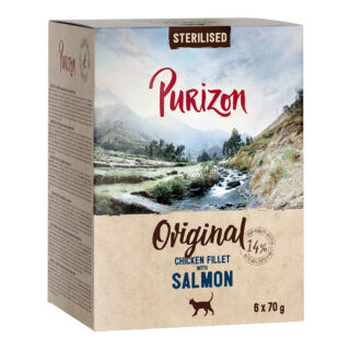 Purizon Adult Sterilised 6 x 70 g - getreidefrei - Hühnerfilet mit Lachs
