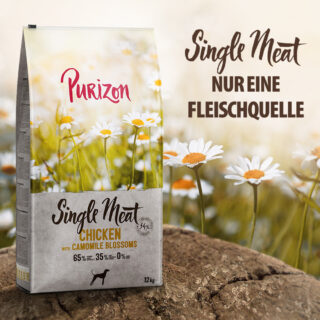 Purizon Single Meat Adult Huhn mit Kamillenblüten und Kürbis - getreidefrei - 4 x 1 kg