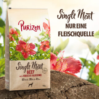 Purizon Single Meat Rind mit Hibiskusblüten - 2 x 12 kg