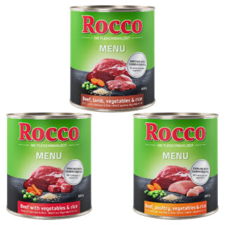 Rocco gemischte Probierpakete 6 x 800 g - Trio di Carne: Rind/Lamm/Geflügel, Rind/Huhn/Kalb, Rind/Huhn/Wild