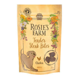 Rosie's Farm Snacks Adult "Tender Steak Bites" Huhn - Sparpaket: 3 x 70 g