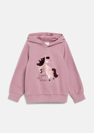 s.Oliver Junior Kapuzensweatshirt, mit Pailletten-Pony / für Girls / mit Stretch