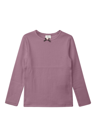 s.Oliver Junior Langarmshirt in Ripp-Qualität / Häkelkante am Ausschnitt mit Blüte / für Girls