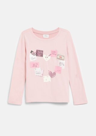 s.Oliver Junior Langarmshirt mit Glitzer-Prints / Rundhals / für Girls