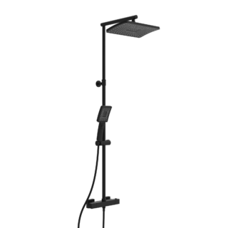 Schütte Duschsystem 'Trento' mit Thermostat schwarz eckig