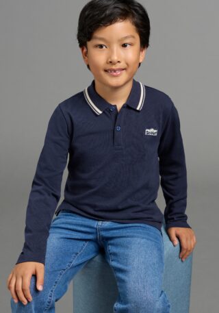 Scout Langarmshirt "Polo-Piqué Shirt mit Badge - NEU von SCOUT" Piqué Shirt mit kontrastfarbigen Ringel im Kragen und Seitenschlitzen