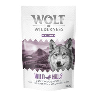 Sparpaket 3 x 180 g: Wolf of Wilderness Snack - Wild Bites - Mix: Huhn, Ente, Lamm (Monoprotein)