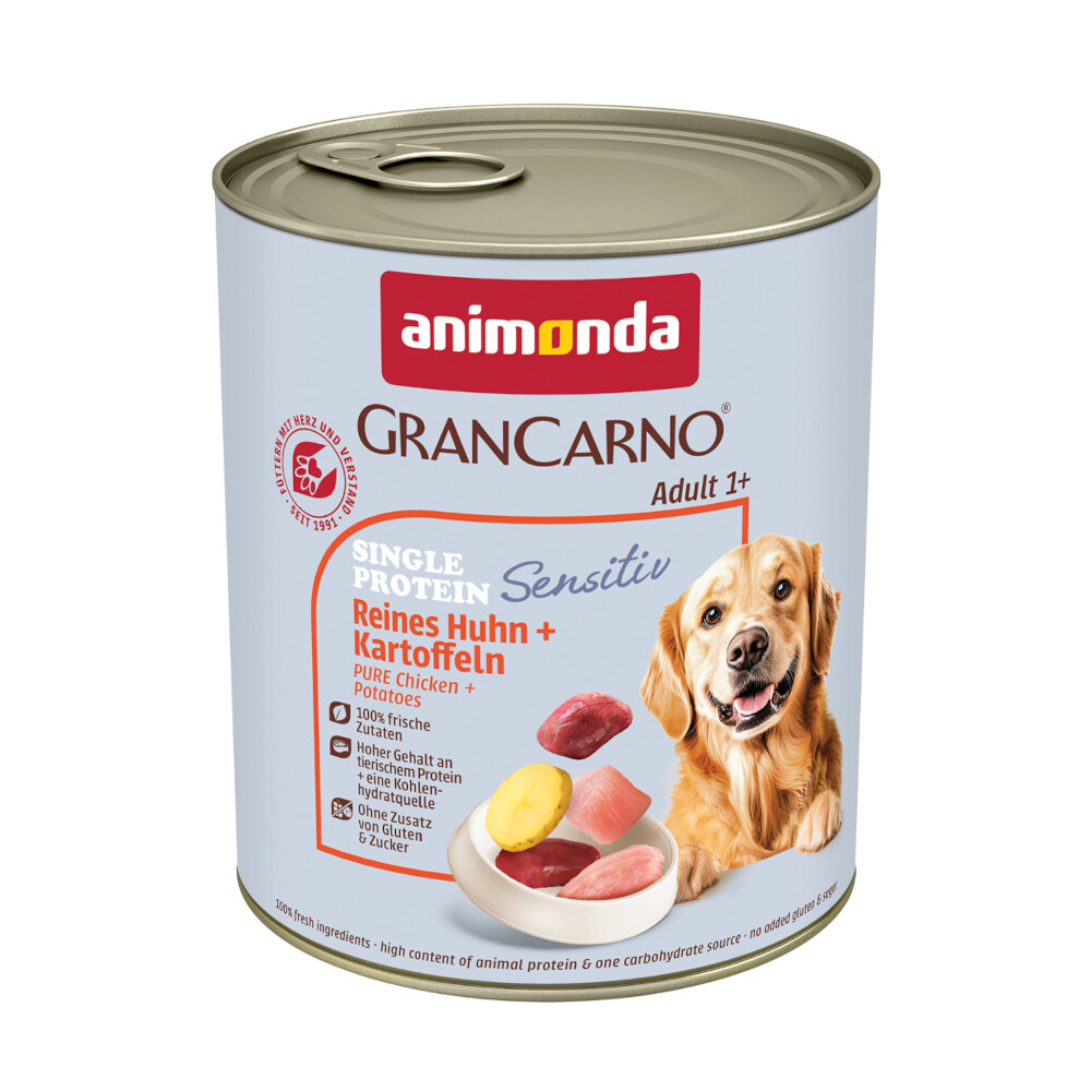 Sparpaket Animonda Grancarno Adult Single Protein Sensitiv 24 x 800 g - Reines Rind & Kartoffeln