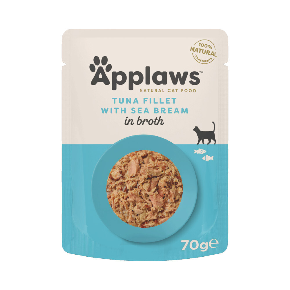 Sparpaket Applaws Cat Natural in Brühe 48 x 70 g - Thunfisch mit Pazifik-Garnelen