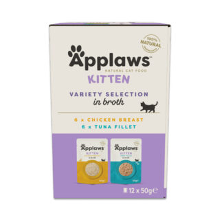 Sparpaket Applaws Natural Kitten in Brühe 48 x 50 g - Hähnchen- und Thunfischauswahl