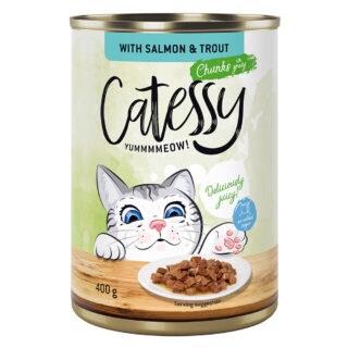 Sparpaket Catessy Häppchen in Sauce oder Gelee 48 x 400 g - mit Lachs und Forelle in Sauce