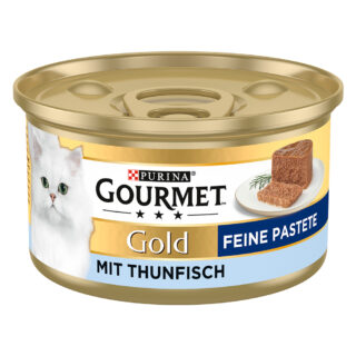 Sparpaket Gourmet Gold Feine Pastete 24 x 85 g - Mixpaket Fleisch & Fisch (Kaninchen, Huhn, Lachs, Nieren)