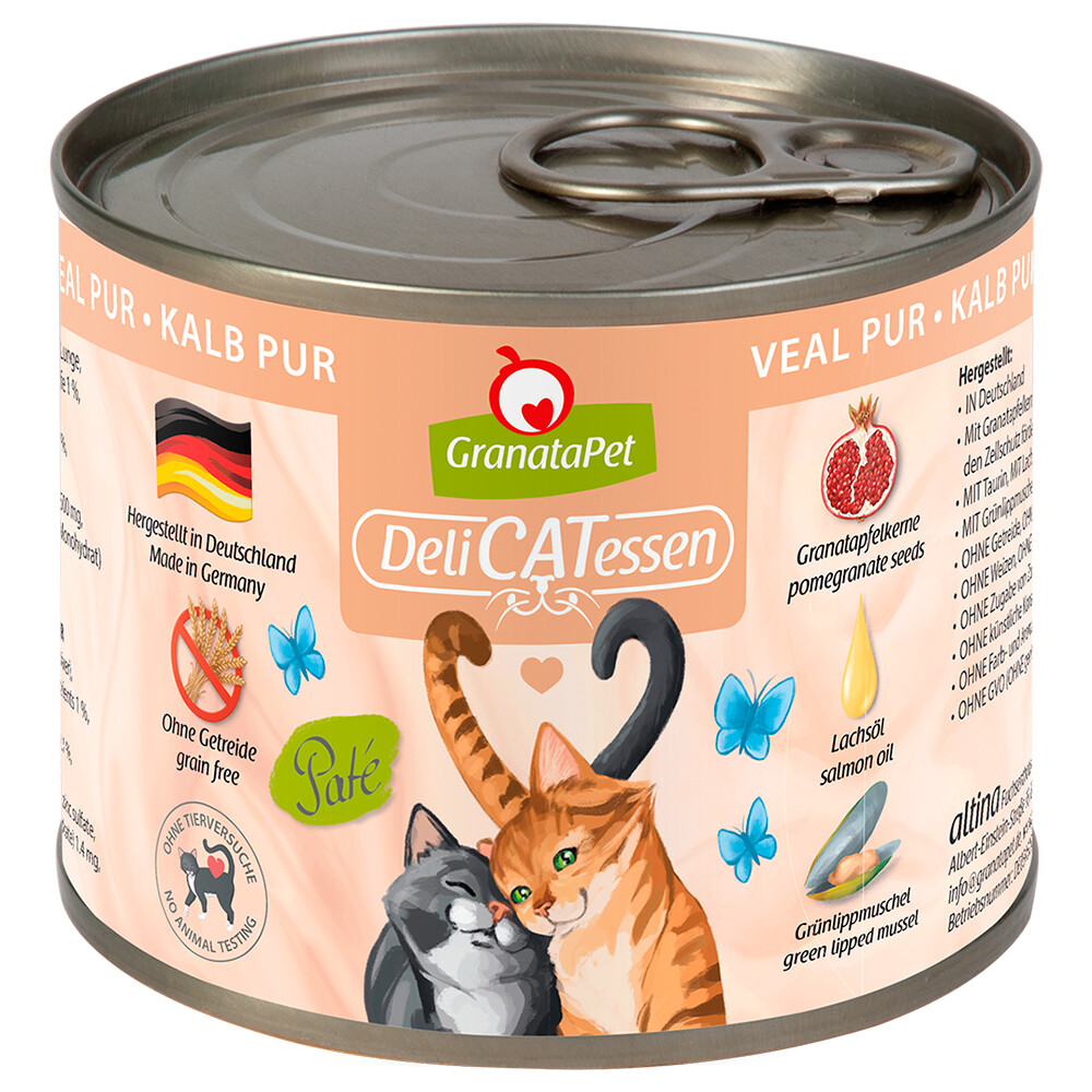 Sparpaket GranataPet DeliCatessen 24 x 200 g - Kalb PUR