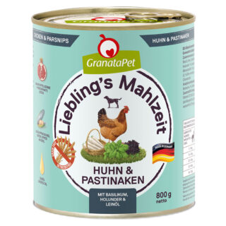 Sparpaket GranataPet Liebling's Mahlzeit 12 x 800 g - Huhn mit Pastinaken, Basilikum, Holunder & Leinöl