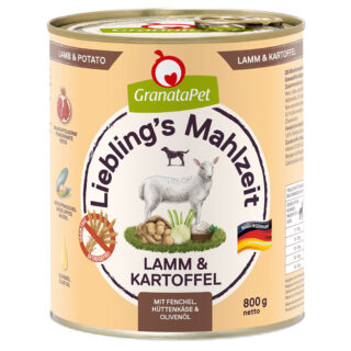 Sparpaket GranataPet Liebling's Mahlzeit 12 x 800 g - Lamm & Kartoffel mit Fenchel, Hüttenkäse und Olivenöl