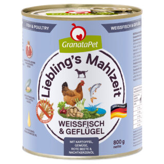 Sparpaket GranataPet Liebling's Mahlzeit 12 x 800 g - Weißfisch & Geflügel