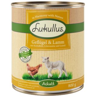 Sparpaket Lukullus Naturkost 24 x 800 g - Adult Geflügel & Lamm (getreidefrei)