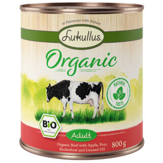 Sparpaket Lukullus Organic 12 x 800 g - Adult Rind mit Apfel (glutenfrei)