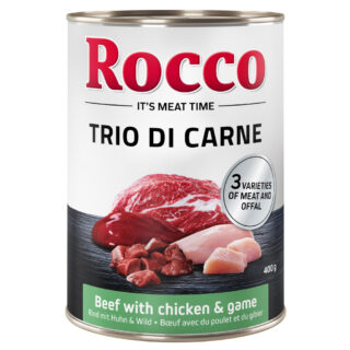 Sparpaket Rocco Trio di Carne - 24 x 400 / 800 g 24 x 800 g: Rind, Huhn & Kalb