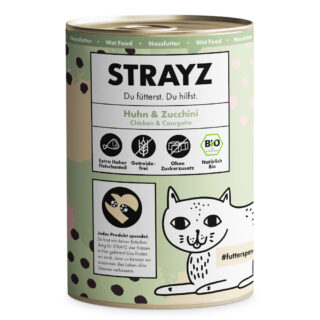 Sparpaket STRAYZ BIO Katze 24 x 400 g - Bio-Gans & Bio-Kürbis