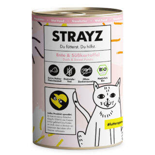 Sparpaket STRAYZ BIO Katze 24 x 400 g - Bio-Huhn & Bio-Zucchini