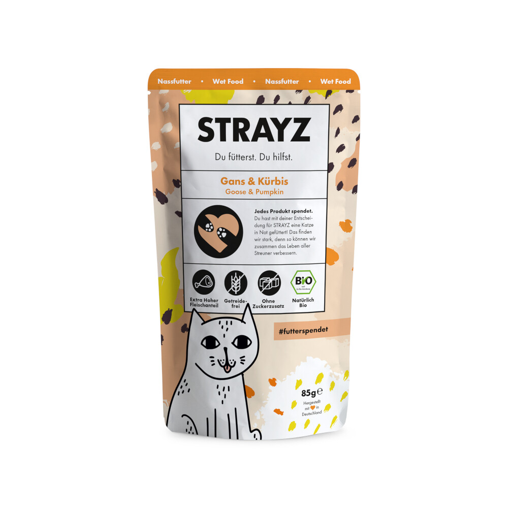 Sparpaket STRAYZ BIO Pouch 12 x 85 g - Bio-Ente & Bio-Süßkartoffel