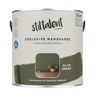 Stiltalent Wandfarbe 'olive green' matt 2,5 l