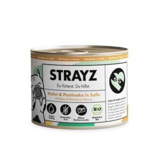 STRAYZ BIO Katze 6 x 200 g - Bio-Huhn & Bio-Pastinake in Soße