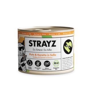 STRAYZ BIO Katze 6 x 200 g - Bio-Pute & Bio-Karotte in Soße