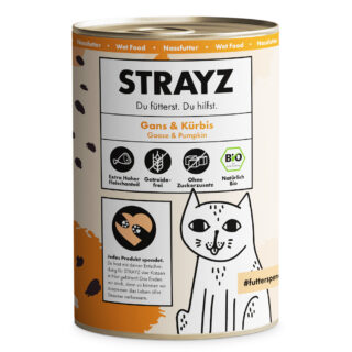 STRAYZ BIO Katze 6 x 400 g - Bio-Huhn & Bio-Zucchini