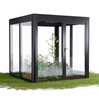 SunElements Gewächshaus 'SunGarden Energy 2.2' 233 x 233 cm mit 6 mm Acrylglas Solardach anthrazit-metallic