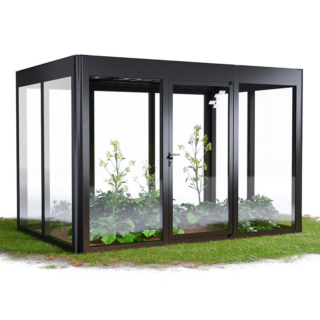 SunElements Gewächshaus 'SunGarden Energy 3.2' 338 x 233 cm mit 6 mm Acrylglas Solardach anthrazit-metallic